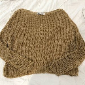 Zara gold shimmer crochet sweater